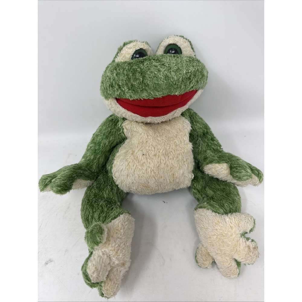 Vintage Plush Creations Green Frog Hand Glove Puppet 9 inches